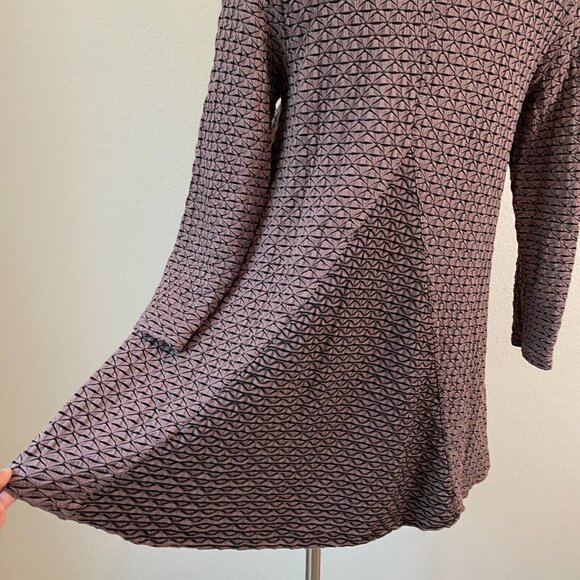 Habitat Womens Small Brown Textured Tunic Top Long Sleeve V Neck Shirt Stretch - Picture 5 of 15